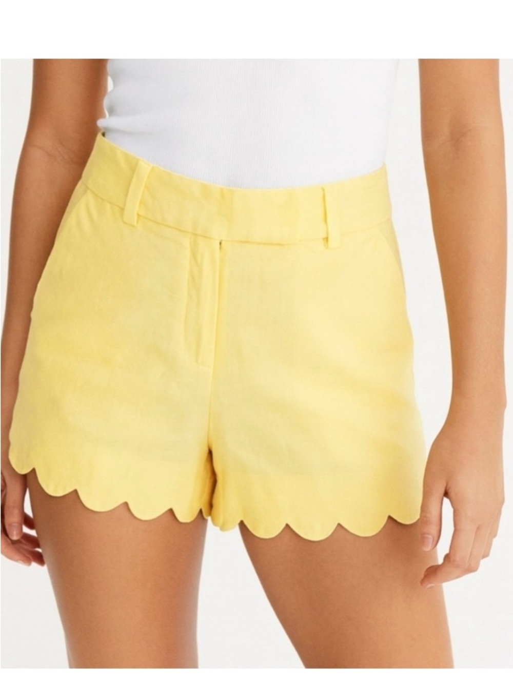 J Crew Yellow Scallop Hem Women's Shorts